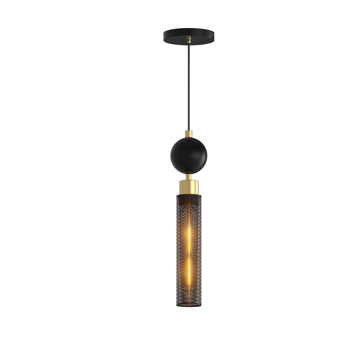 Upscale minimalist master bedroom beautifully illuminated by a high-end luxury kitchen island pendant fixture style lamp.