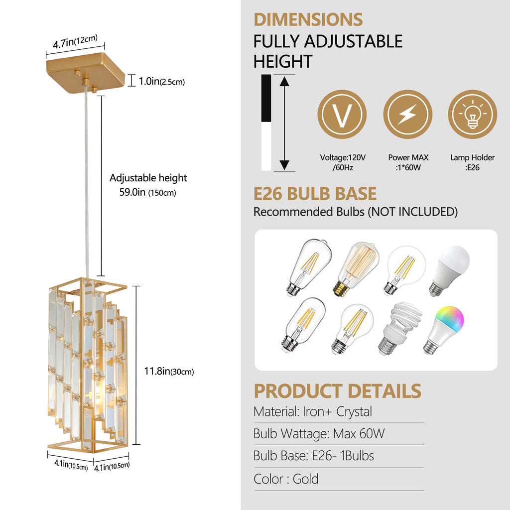High-end luxury residential kitchen island illuminated by a golden adjustable hanging ceiling lamp multi-light set.