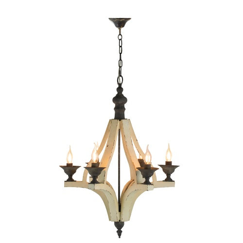  High-end modern 6-light wood chandelier functioning as a gorgeous rustic hanging ceiling light in a kitchen 2