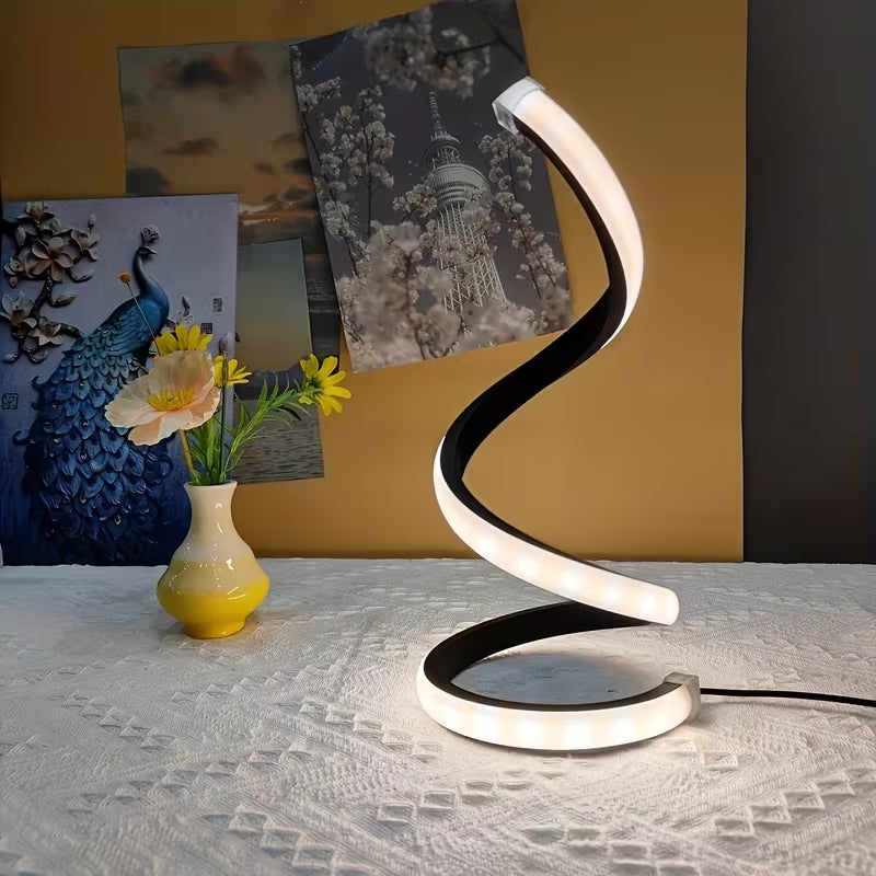 Side view showing the 3 color dimming table lamp switching between warm, soft, and daylight white modes.