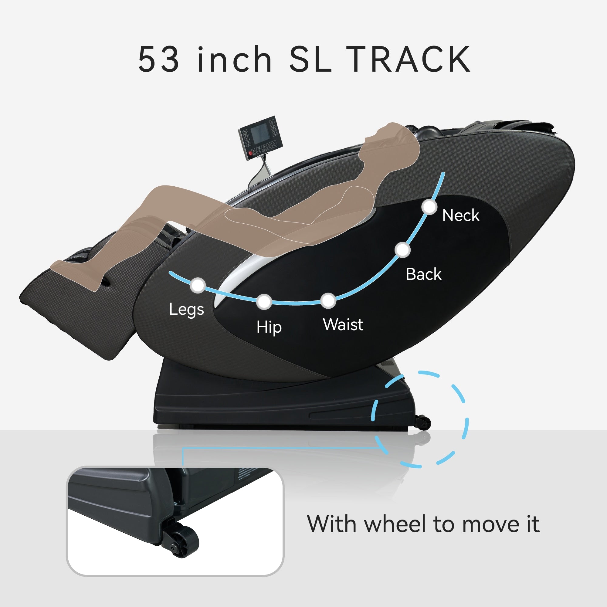 Home office space featuring the space-saving AeroRelax massage chair with 7.1 inch wall clearance.