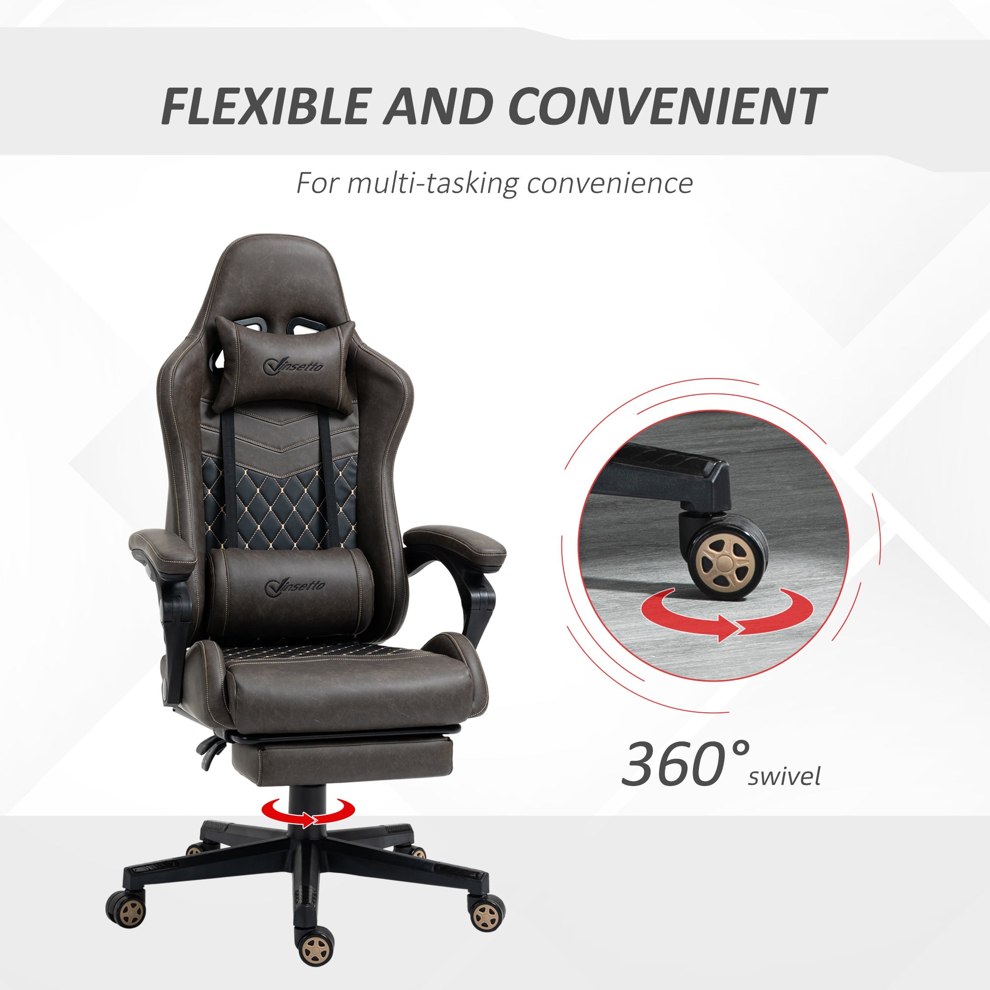 Detailed view of the adjustable height gas lift and 360 degree swivel wheels on the nylon base.