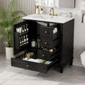 Nero thirty inch freestanding bathroom vanity with sink in matte black and gold hardware