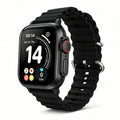 Seven interchangeable silicone woven and metal watch straps arrayed in different colors